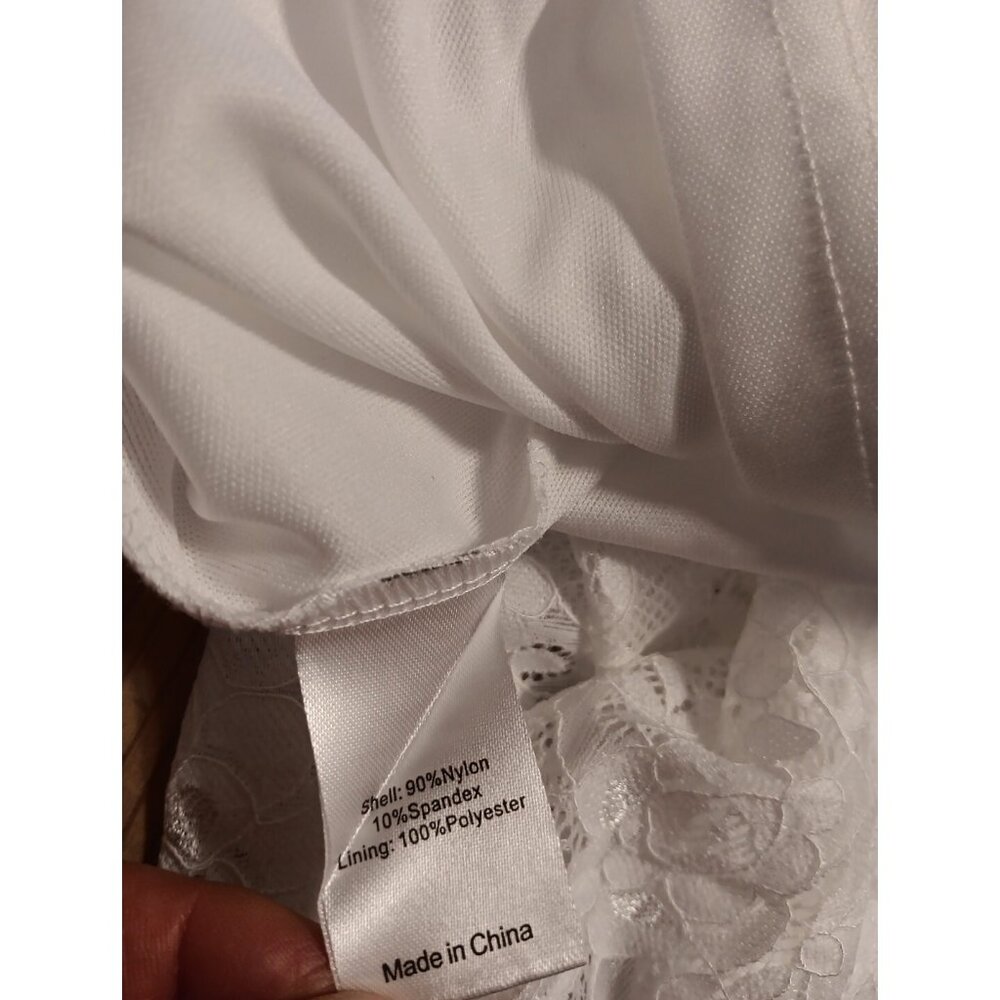 Allegra K Women M White Elegant Floral Lace Dress Business Cocktail Wedding NWT - Picture 8 of 8